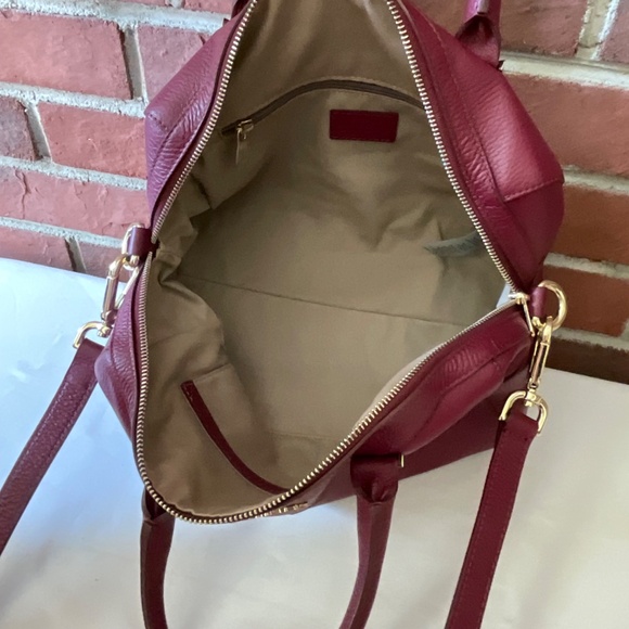 Versace Collection Barrel  Burgundy Leather Satchel Shoulder Bag NWOT - Picture 5 of 16